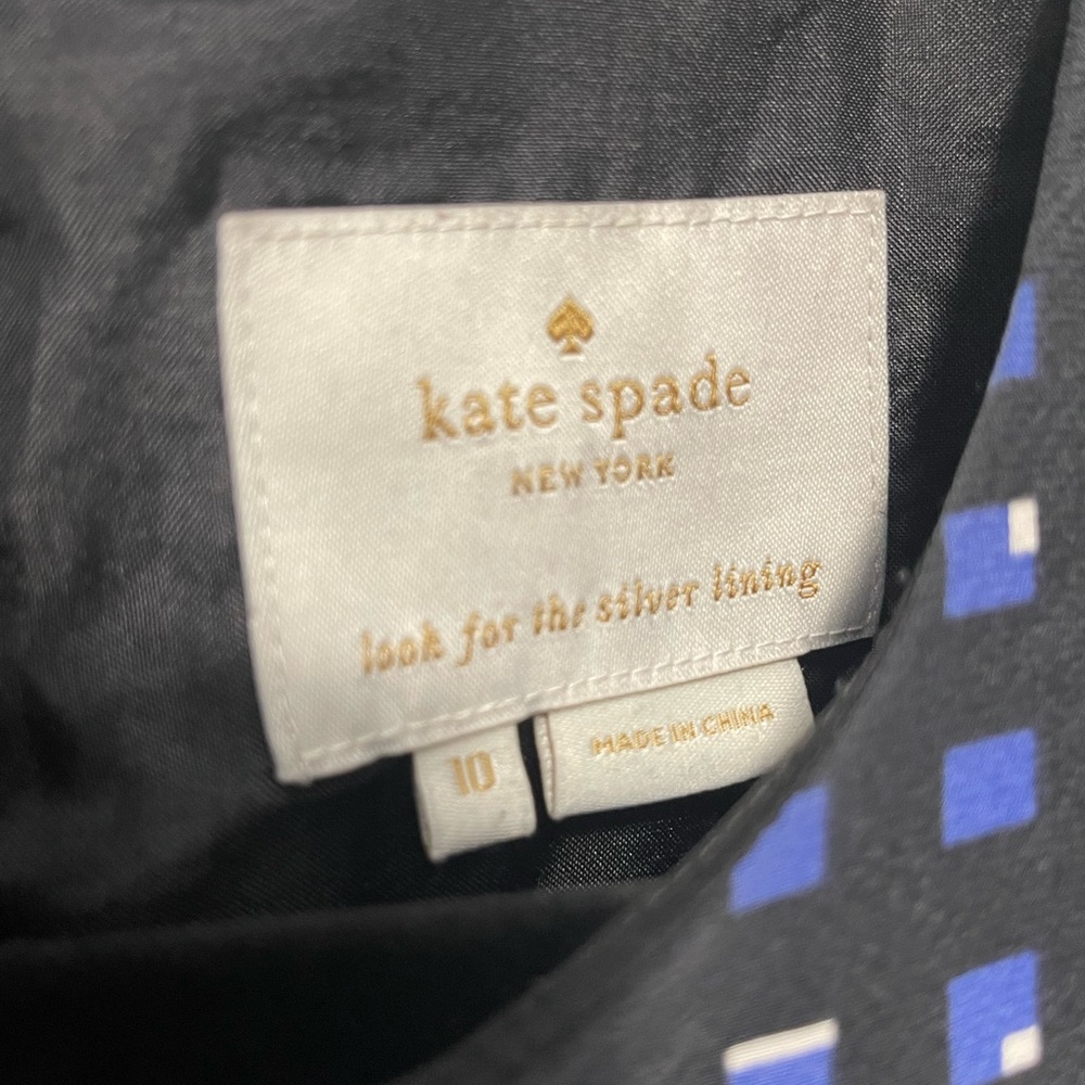 Kate Spade Fit and Flare Navy and Black Check Midi Dress Size 10 POCKETS - Picture 4 of 5